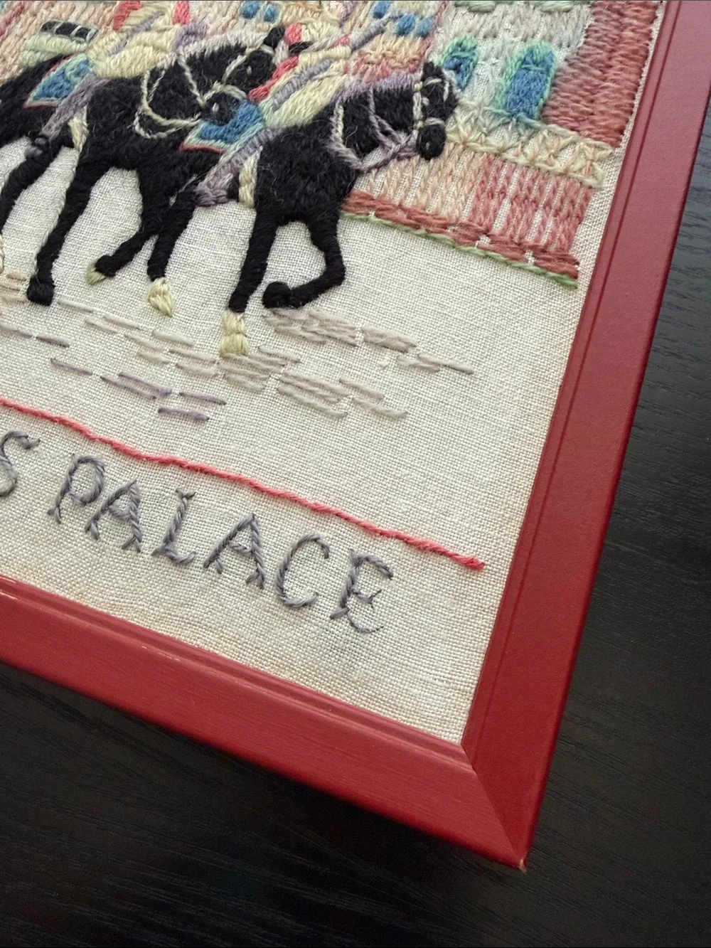 Embroidered St. James Palace London Wall Art - Red Frame